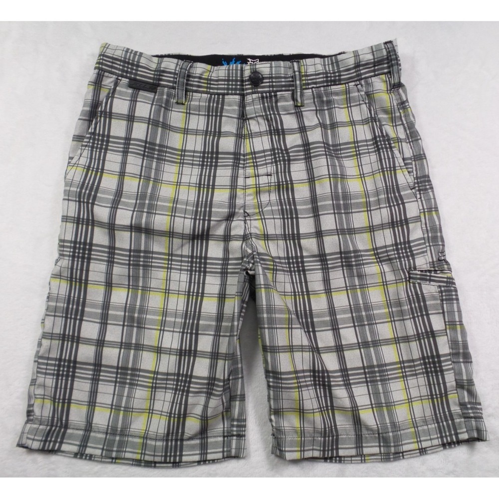 Fox Racing Mens Shorts Size 29 Gray Plaid‎ Chino Hydro Series Swim Mid Rise